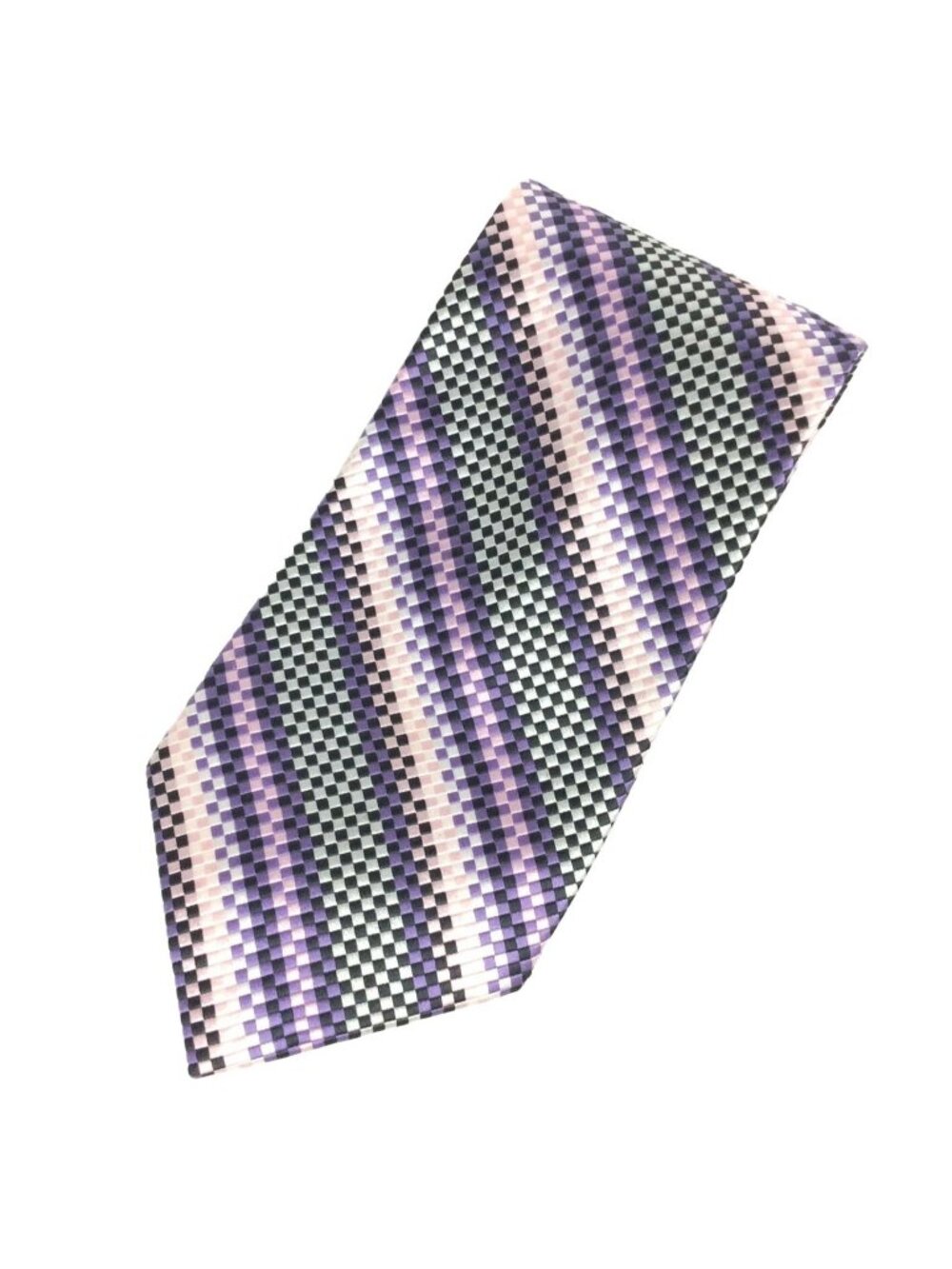 Bruno Rossi Mens Silk Neck Tie 58 L Diagonal Stripes Purple & Green